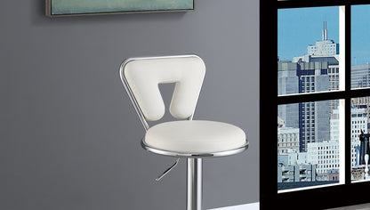 Vita Adjustable Bar stool  Faux Leather Chrome Base - White  Set of 2