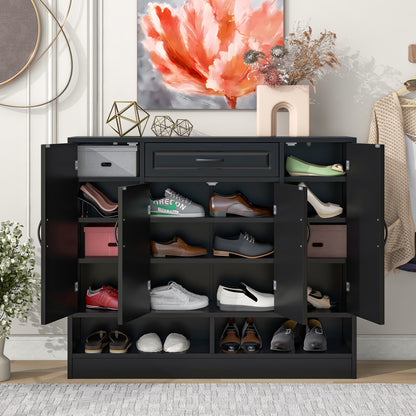 Mali Sleek and Modern Shoe Cabinet - Black