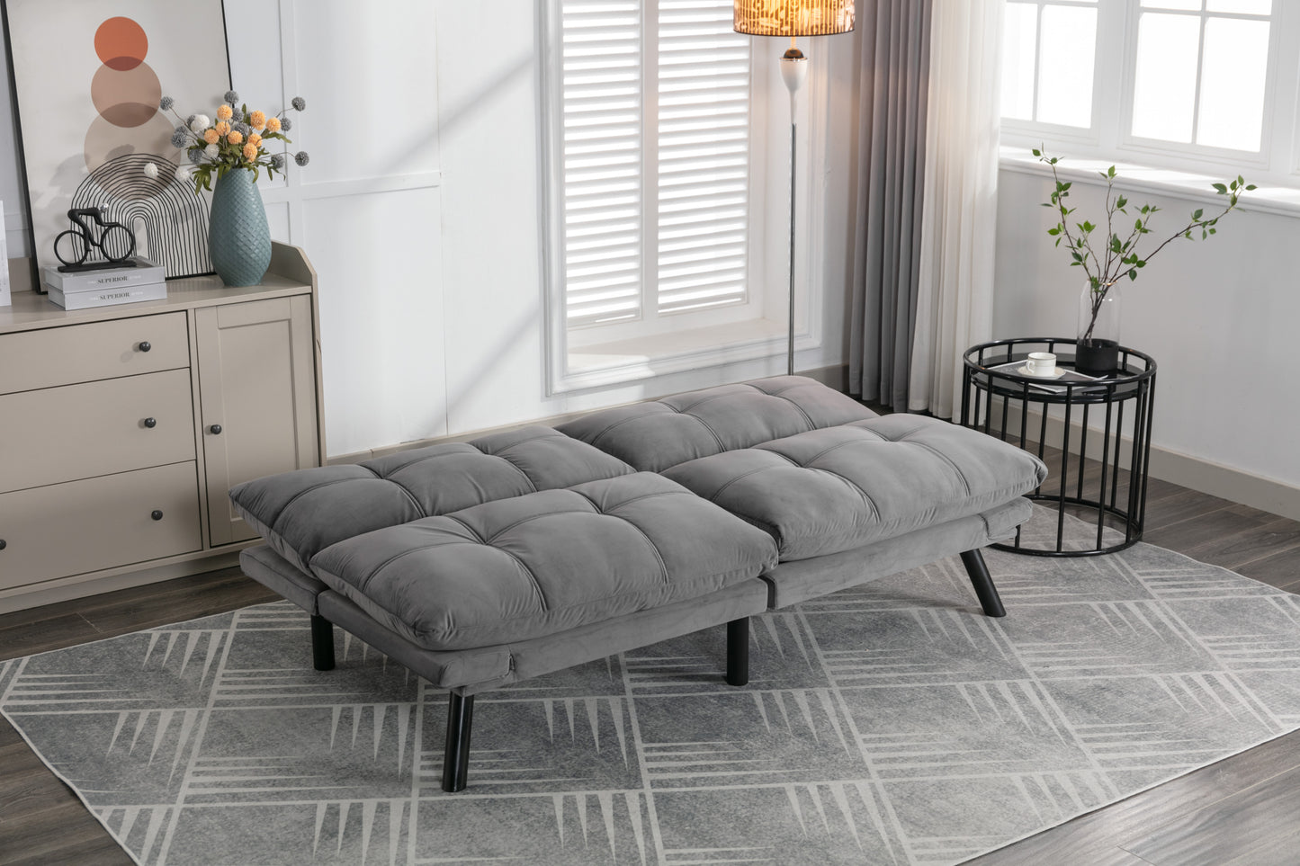 Vega Convertible Folding Modern Sofa Bed - Light Gray