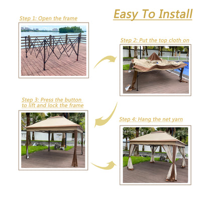 Nita 11 x 11 ft Outdoor Gazebo Canopy - Coffee