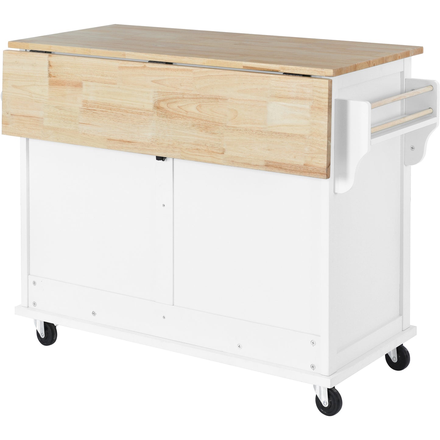 Culinary  Kitchen Cart with Countertop With Barn Door - White