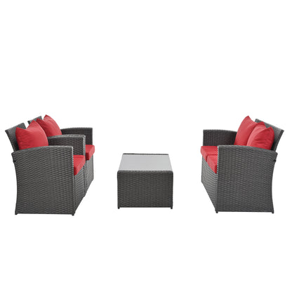 Moray 4 Pc Outdoor Patio Seating Set - Red