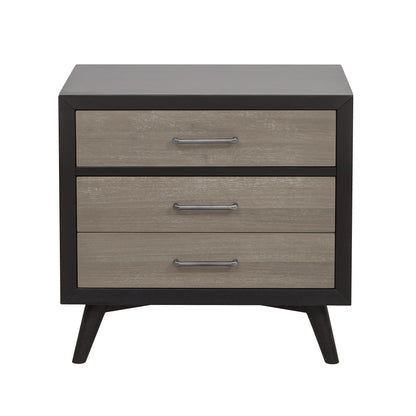 Dio Stylish Two-Tone Nightstand - Black+Gray