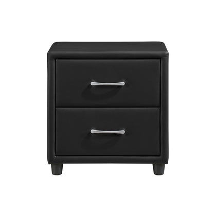 Jasper Faux Leather Nightstand - Black