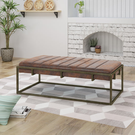 Zach Fabric Upholstered Bench - Brown