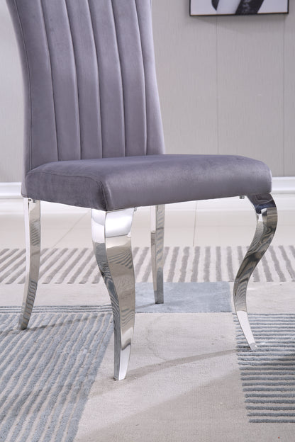 Avery Velvet Dining Chairs w Metal Leg (Set of 2) - Gray