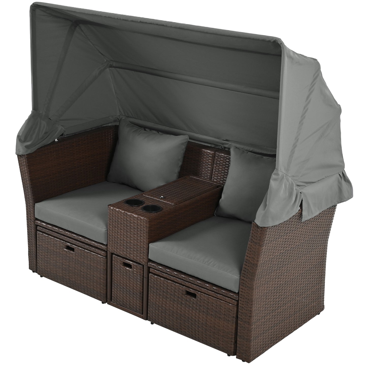 Ginson 2-Seater Outdoor Patio Daybed - Gray