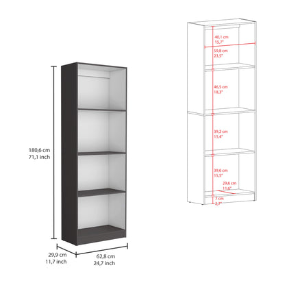 Abo Bookcase Cabinet with 4-Shelf - Gray