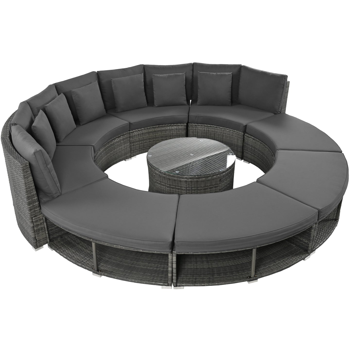 Serrano 9 Pc Outdoor Patio Circular Outdoor Sofa Set - Gray