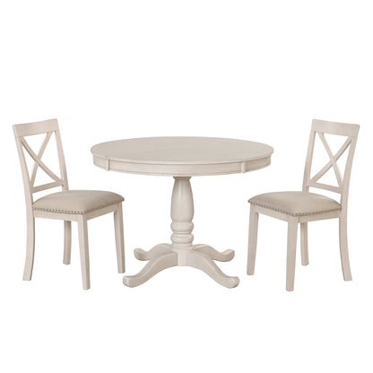 Vivia 5pc Dining Set Round Table 4x side Chairs - White