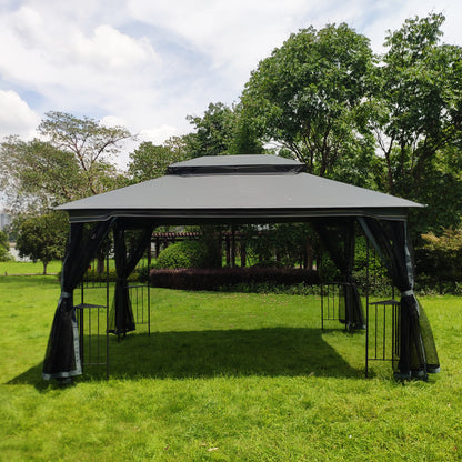 Kay 13 x 10 ft Outdoor Patio Gazebo Canopy Tent - Gray