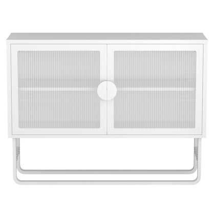 Tempered Glass Cabinet Credenza - White