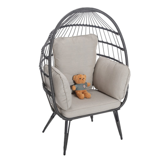 Mora Egg Wicker Outdoor Indoor Basket Chair - Beige