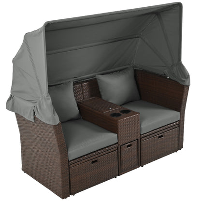 Ginson 2-Seater Outdoor Patio Daybed - Gray