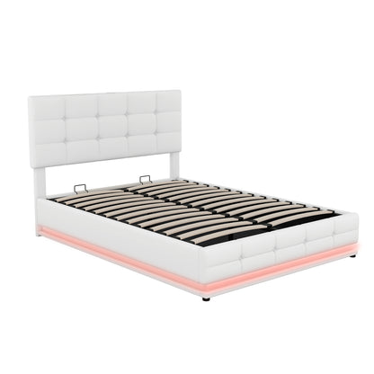 Luxury Dream Full Bed with Smart Storage and LED Illumination - White