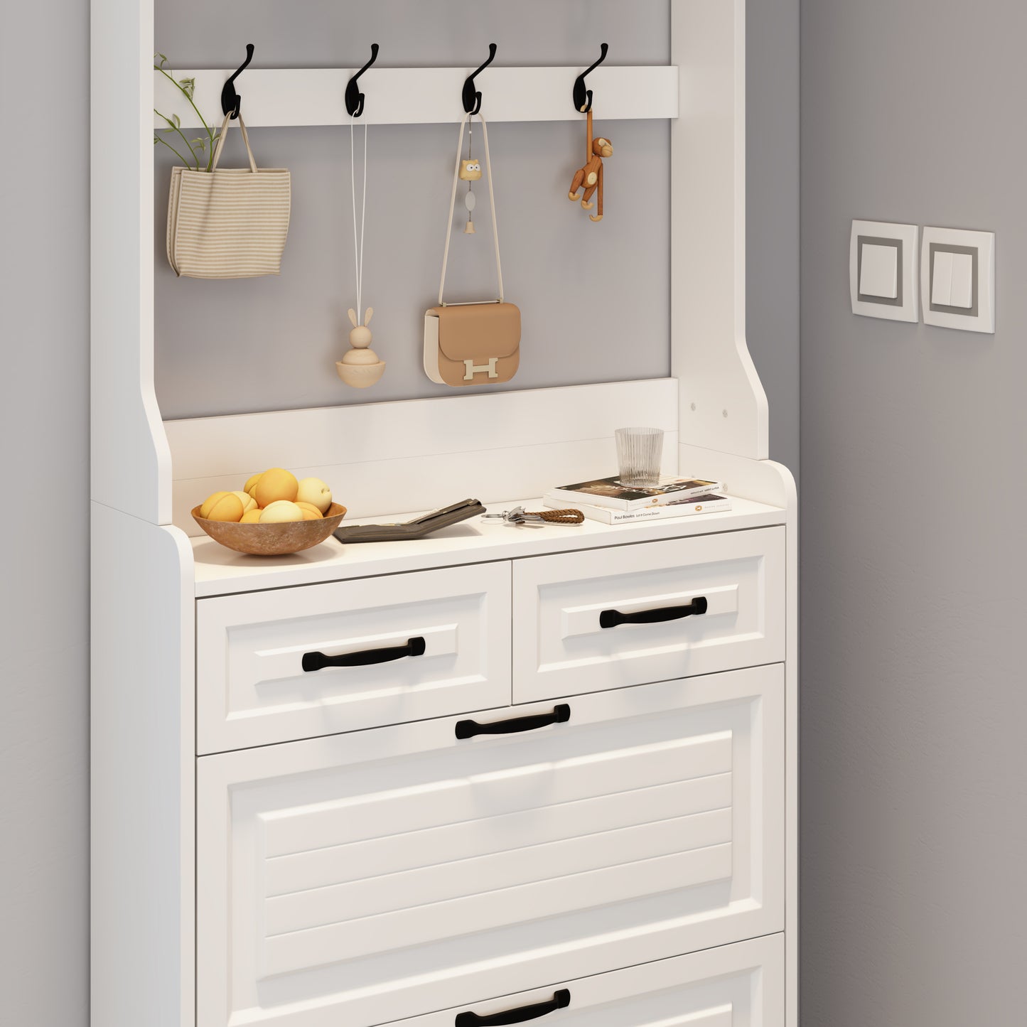 Chelsea II Shoe Storage Cabinet - White+Oak