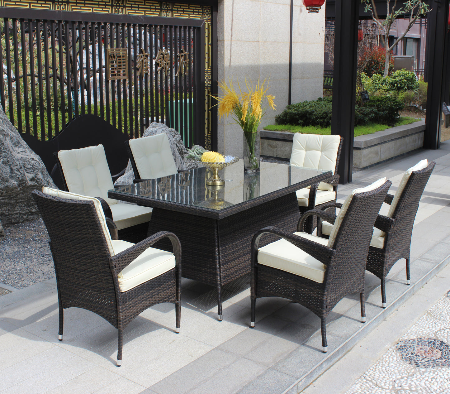 Lugo 7 Pc Patio Rectangular Dining Set