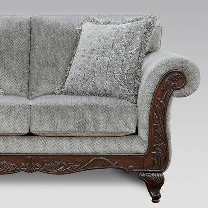 Hernen Carved Wood Frame Loveseat