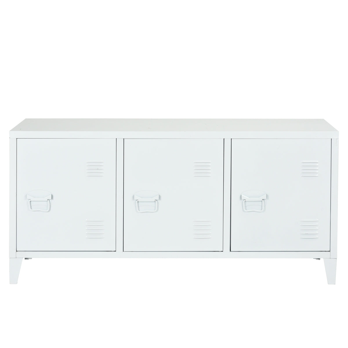 Industrial Metal Side Panel Storage Cabinet - White