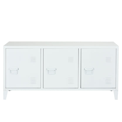 Industrial Metal Side Panel Storage Cabinet - White