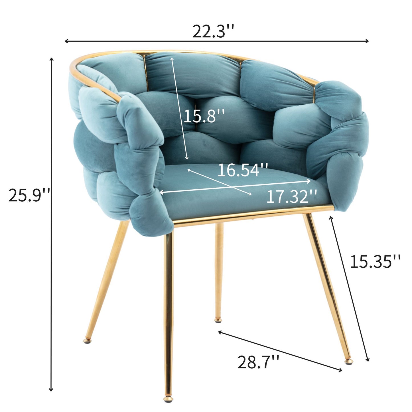 Luna Luxury Modern Velvet Chair - Blue