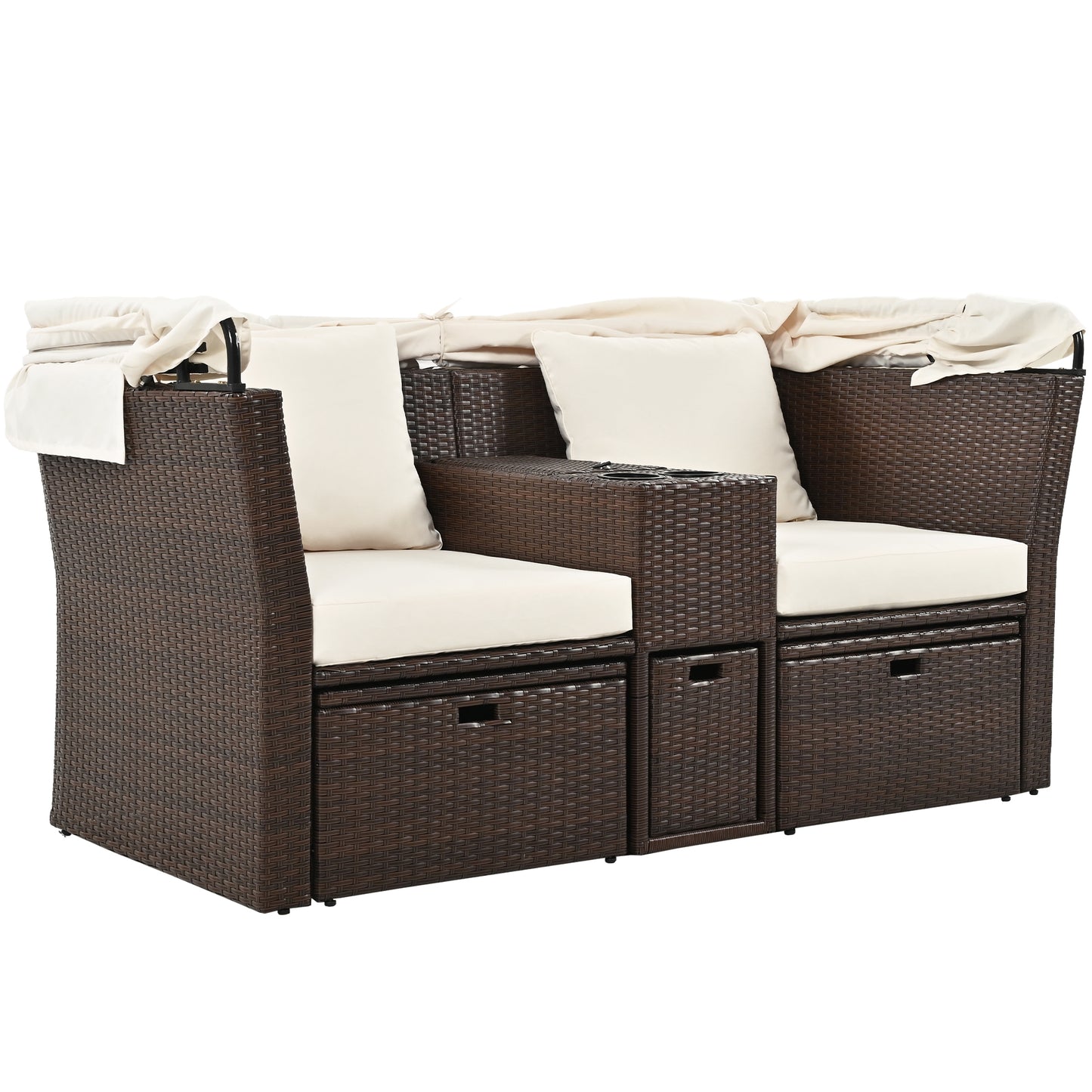 Ginson 2-Seater Outdoor Patio Daybed - Beige