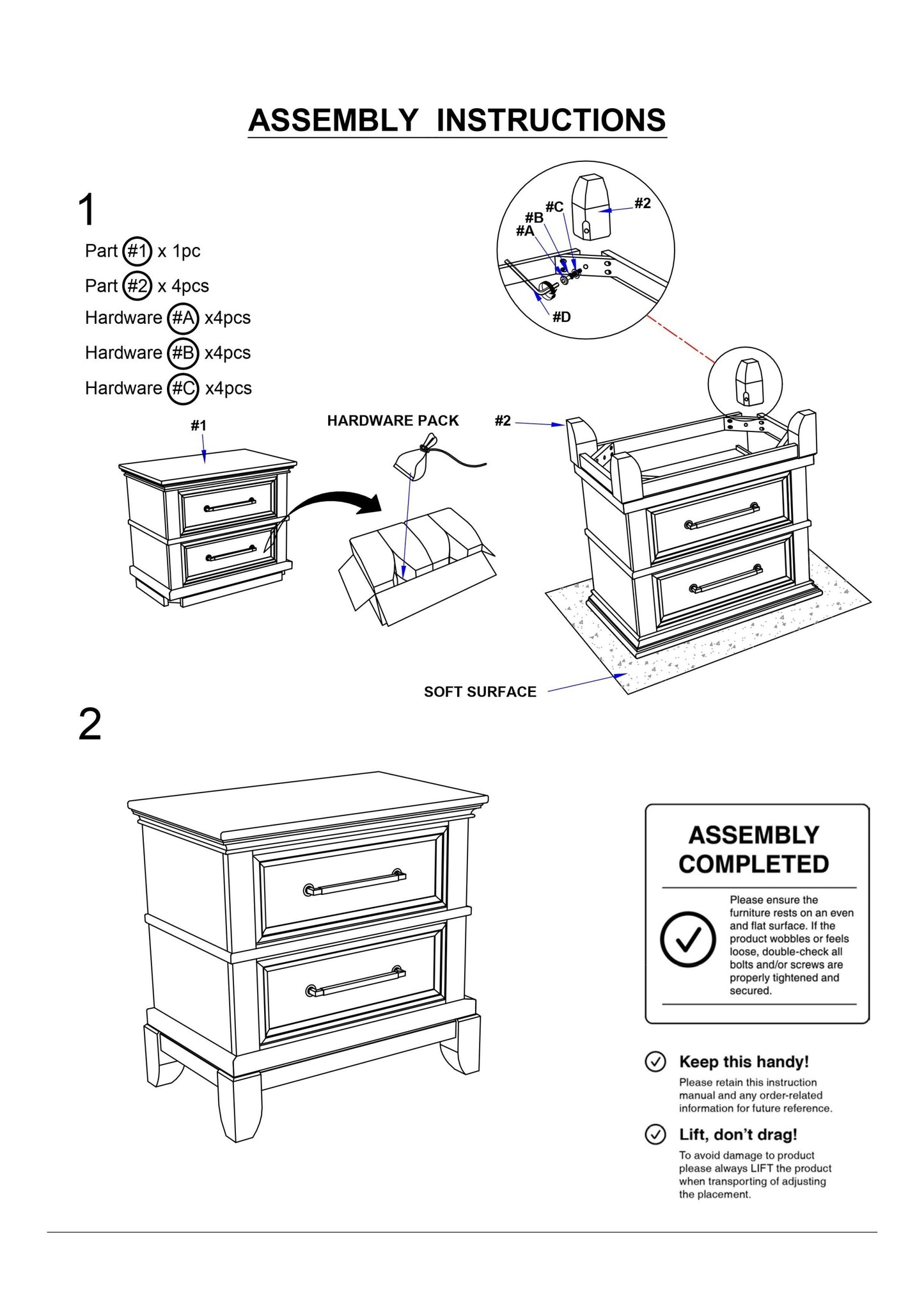 Nax  Solid Wood Nightstand - Gray