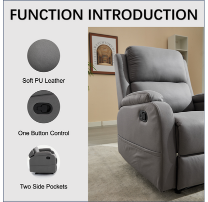 Davila Manual Reclining Sofa Chair with Footrest - Gray