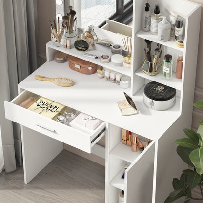 Vez Vanity Desk with Mirror & Light - White