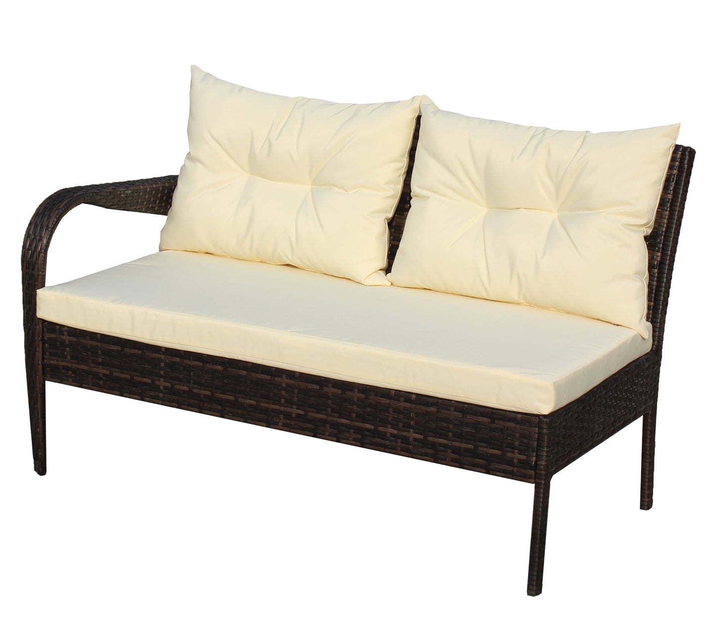 Hutson 2 Pc Outdoor Patio Wicker Ratten Sectional Sofa - Brown