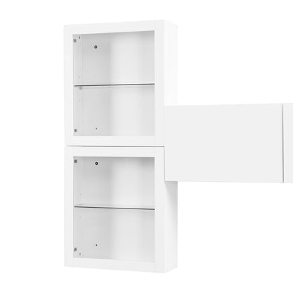 Sata TV Stand with Wall Mounted Floating Storage - White