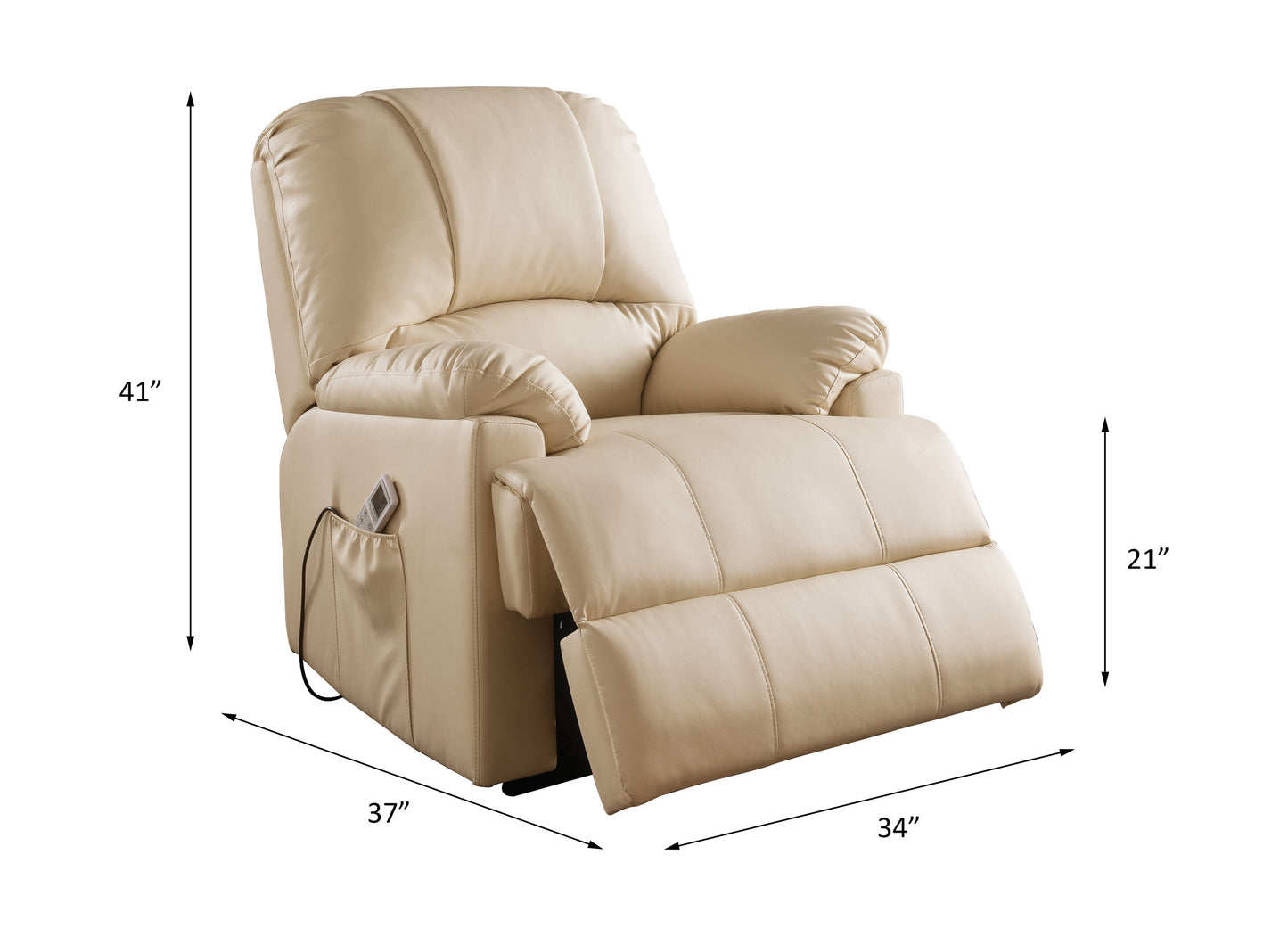 Ixora PU Recliner with Power Lift & Massage - Beige