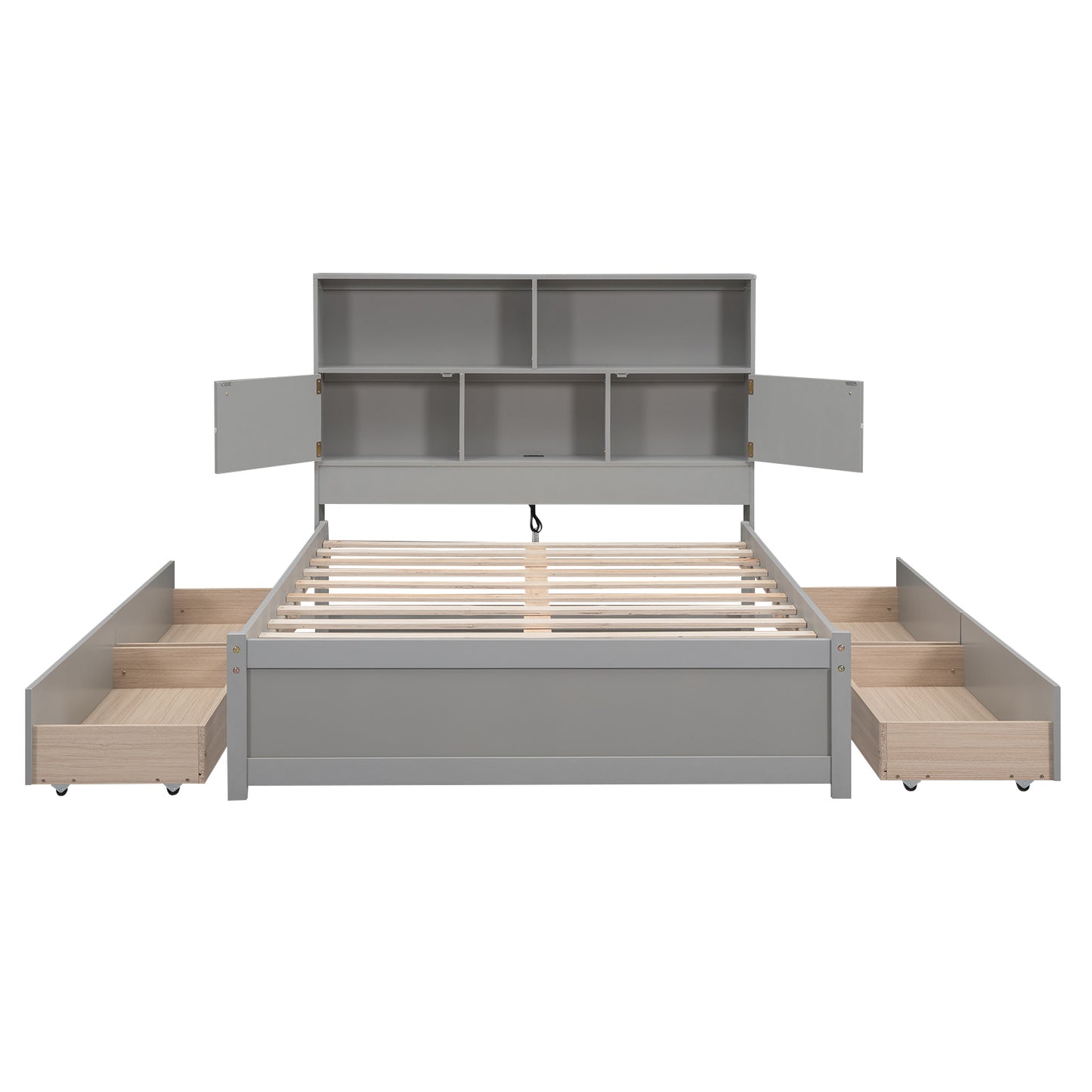 Jazz Full Size Platform Bed w 4 Drawers - Gray