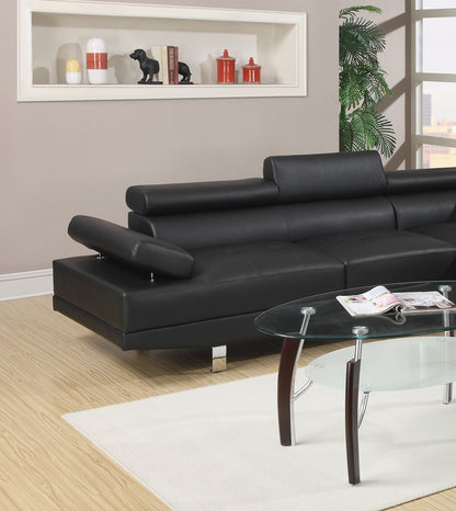 Akira Sectional Sofa Adjustable Headrest - Black