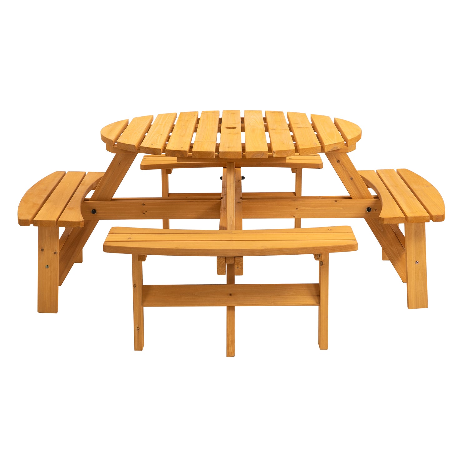 Nix 8-Person Circular Outdoor Wooden Picnic Table - Natural