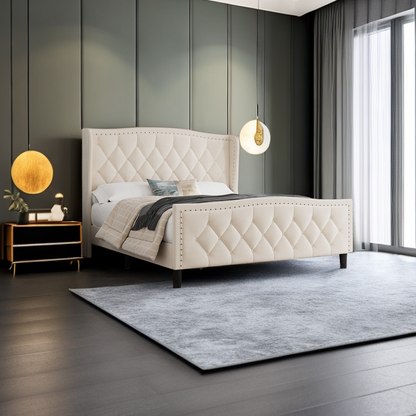 Freco Full Size Platform Bed - Off White