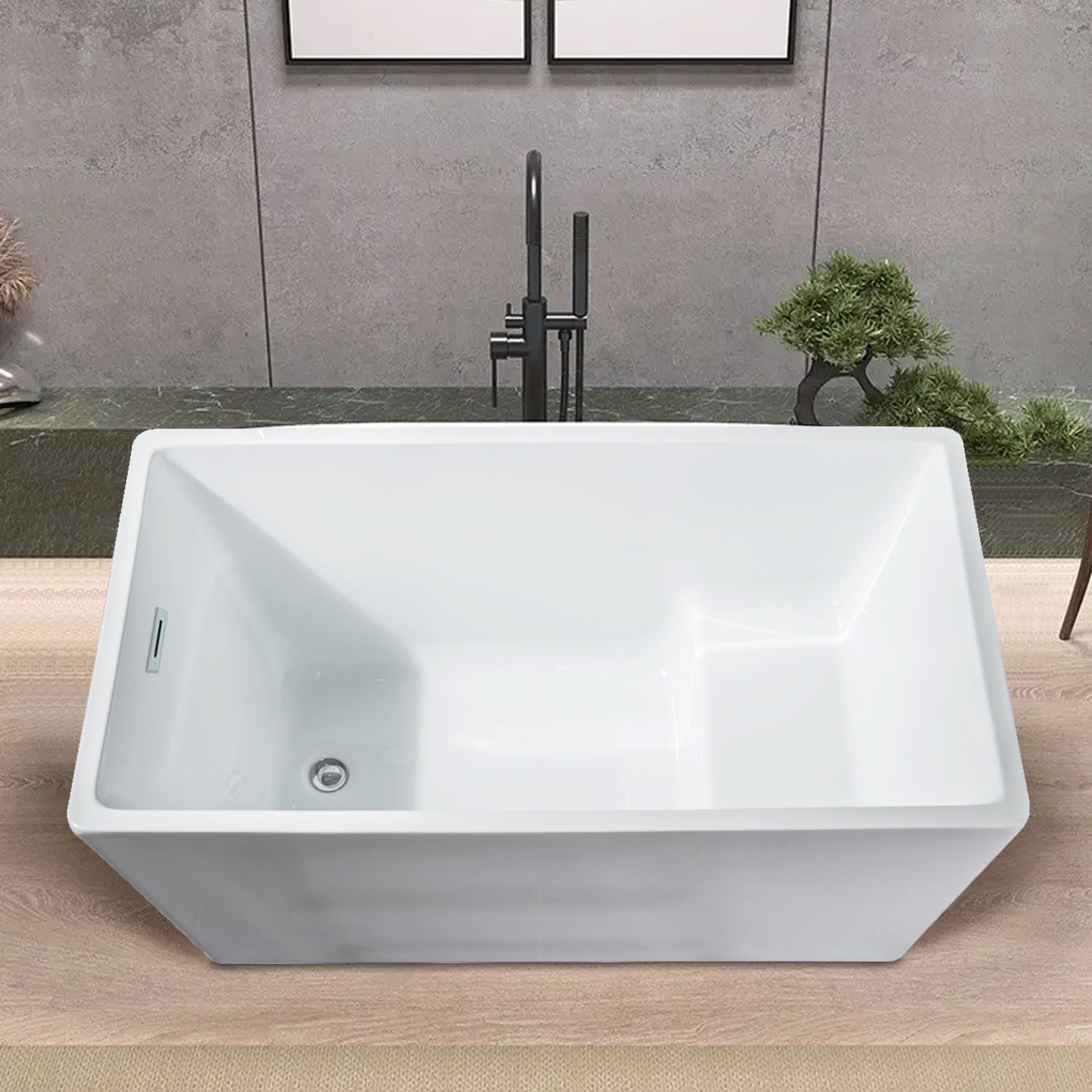 Zess  67" Solid Surface Freestanding  Bathtub  - White