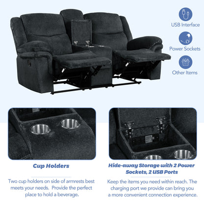 Venassa Manual Reclining Sofa with  Storage - Dark Blue