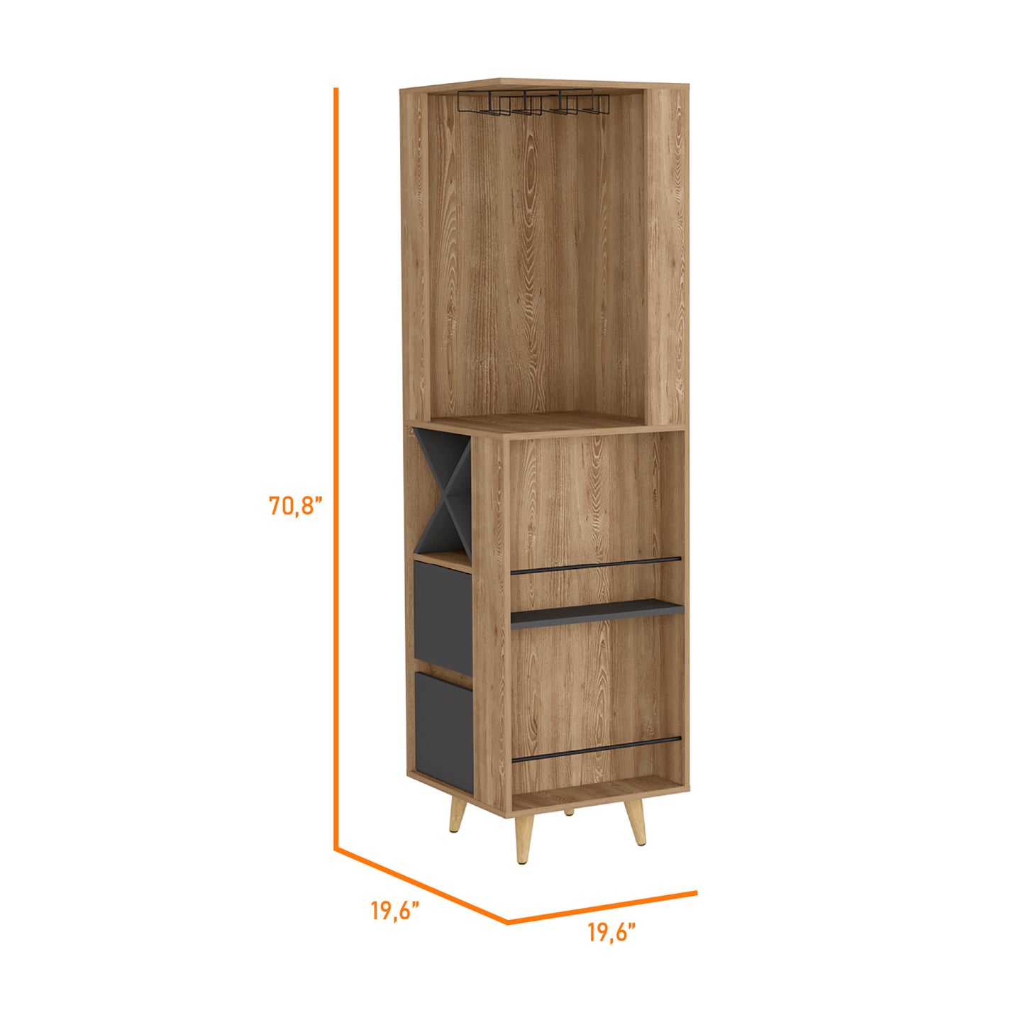 Katherine 2-Shelf 2-Drawer 4-Bottle Bar Cabinet