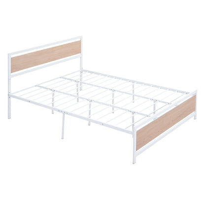 Quasar Queen Size Metal and Wood Platform Bed - White