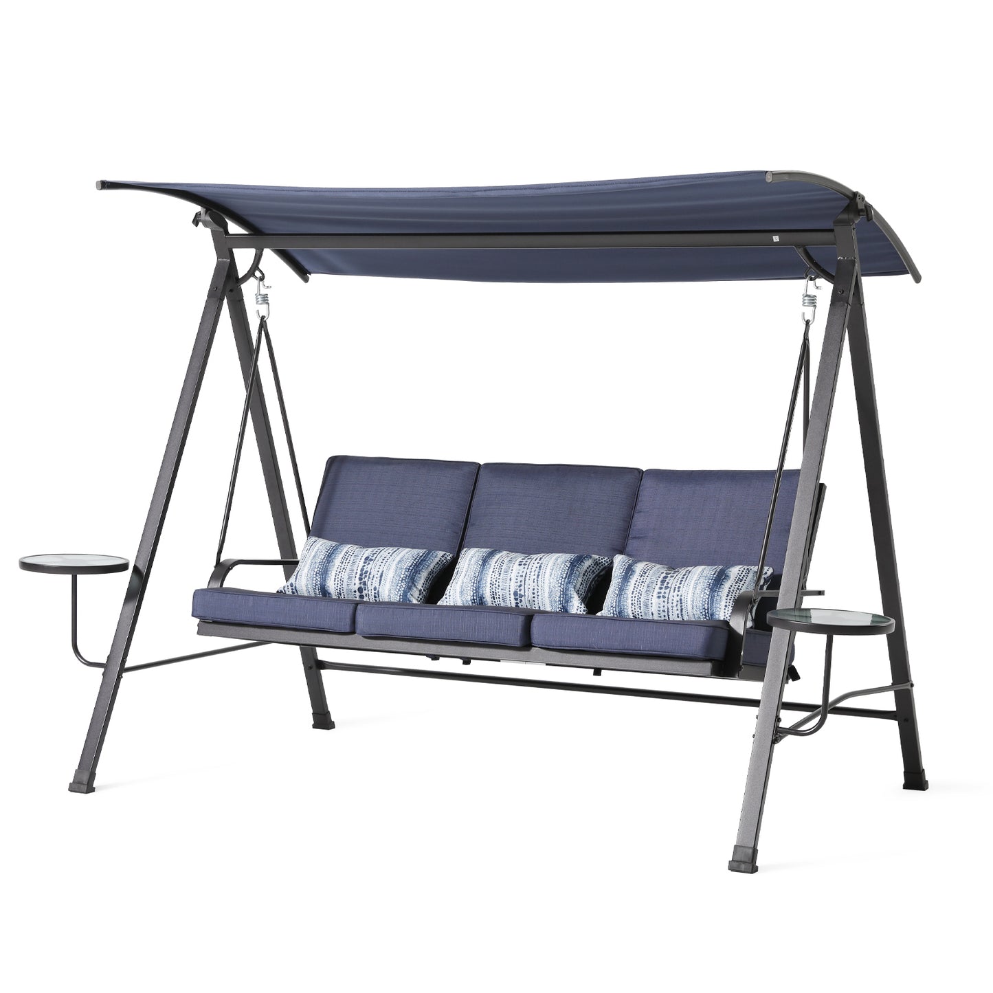 Minda Steel 3-seater Swing Porch Swing with Canopy - Blue