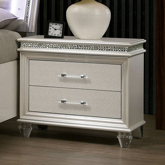 Perla Solid wood Nightstand - White