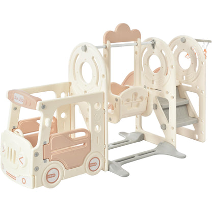 Kids Swing-N-Slide with Bus Play Set - Beige