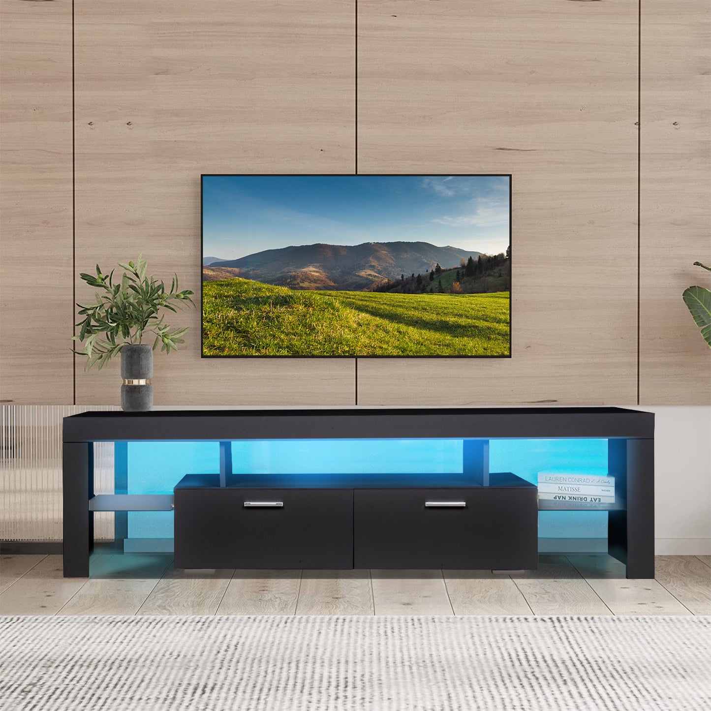 Feno TV Stand with LED Lights - Black