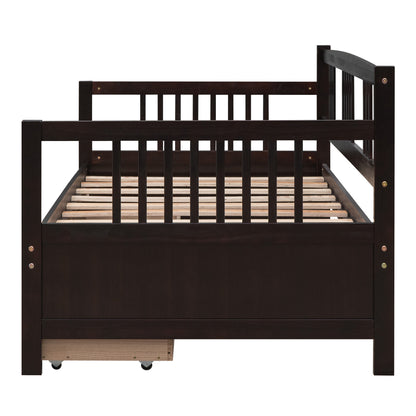 Lex Full Size Wooden Daybed with Twin Size Trundle - Espresso