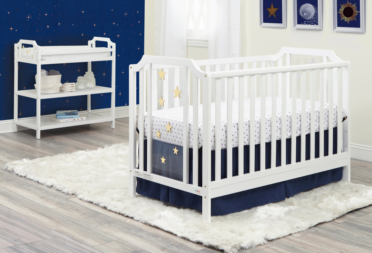 Nautical 3-in-1 Convertible Island Crib - White