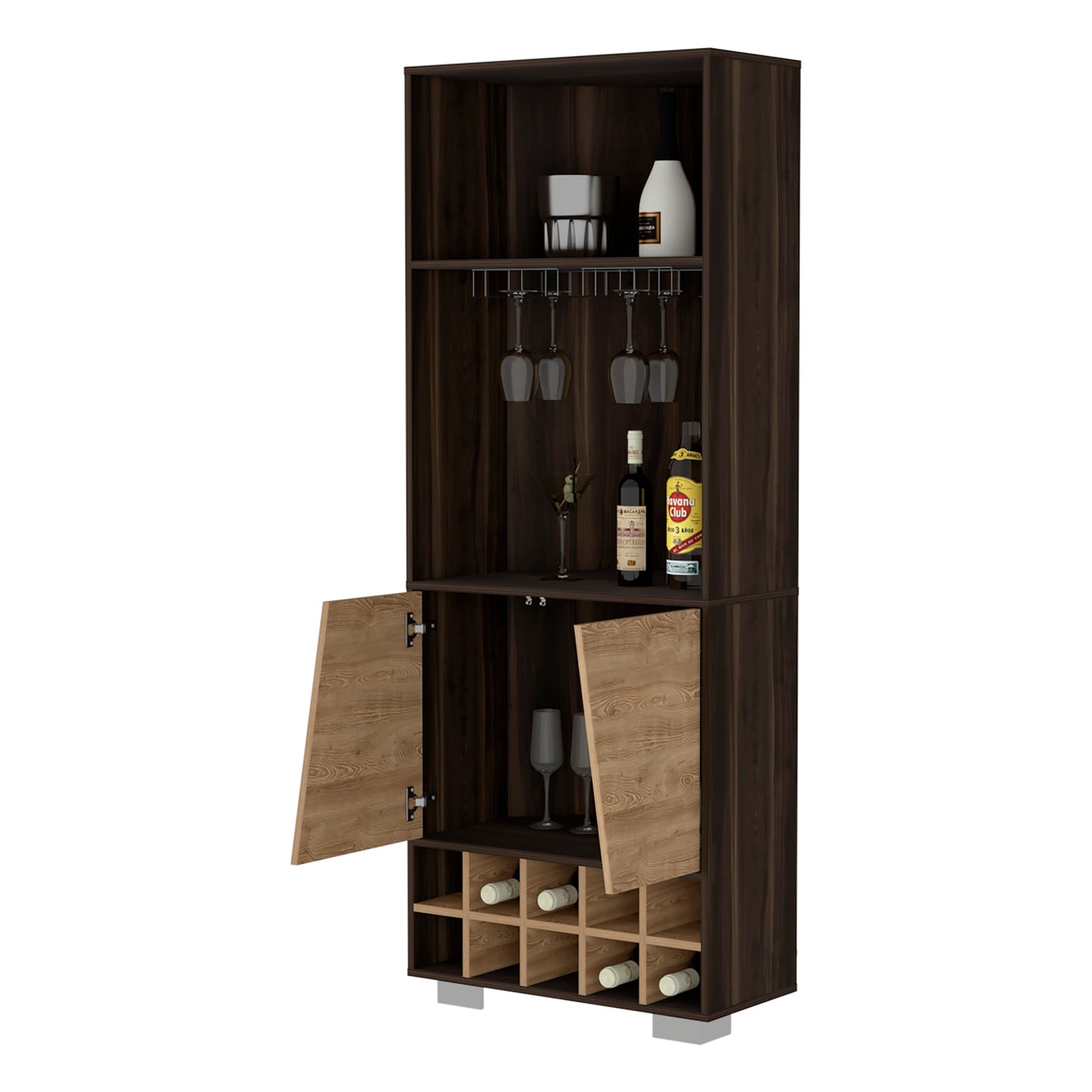 Corner Oak Bar Cabinet