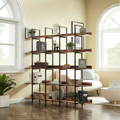 Vintage Metal Frame Bookshelf - Brown