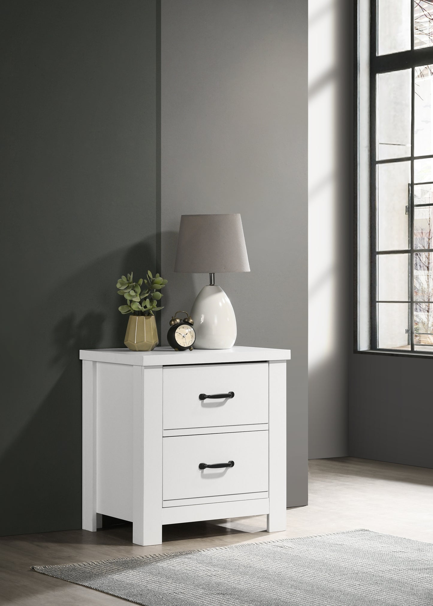 Meda 2-Drawer Nightstand - White