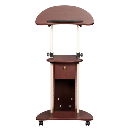 ElevateDesk Rolling Laptop Cart with Storage, Mocha Delight